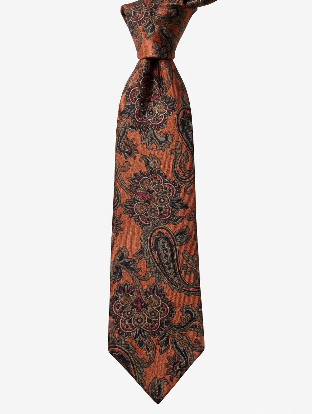 Christian Dior Navy, Burgundy, Olive Green Paisley Silk Tie